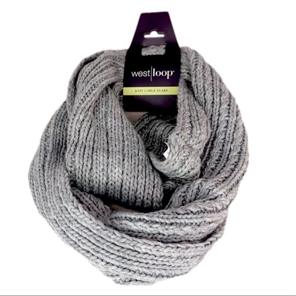 west loop Accessories - West Loop Gray Cable Knit Scarf, New with Tags!